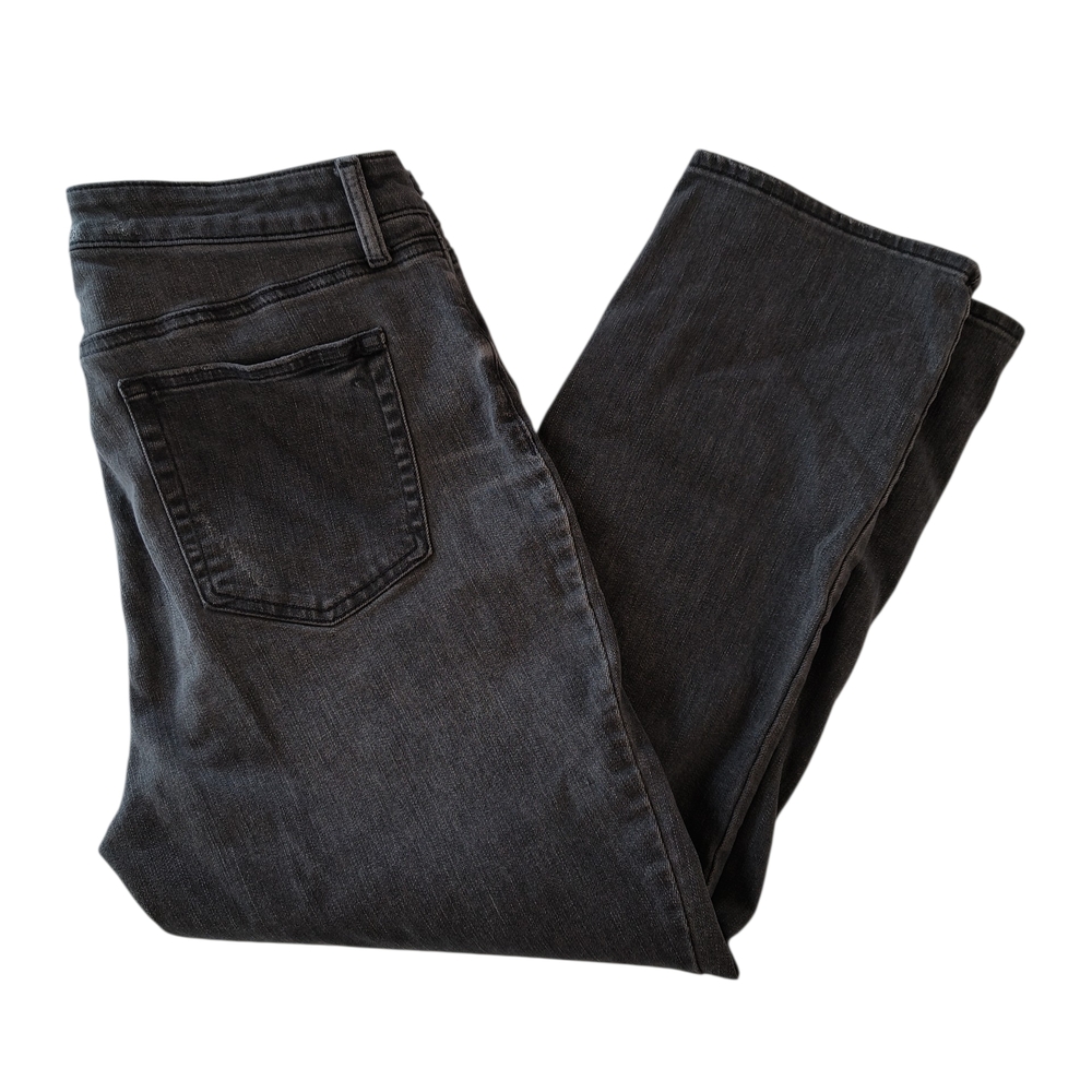 Talbots Faded Black High Rise Straight Crop Jeans Size 12